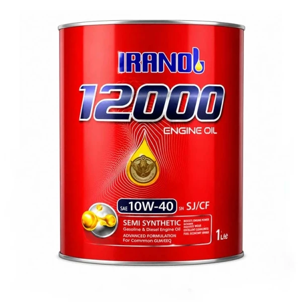روغن موتور ایرانول 12000 با ویسکوزیته 10w40 و کیفیت SJ حجم 4 لیتر