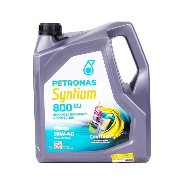 روغن موتور پتروناس 10W40 با کیفیت SN و حجم 4 لیتر مدل PETRONAS Syntium 800 EU